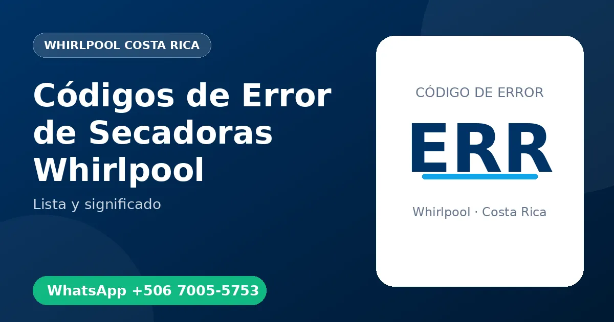 Códigos de Error de Secadoras Whirlpool